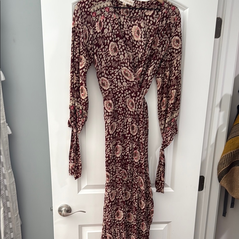 Natalie Martin Floral Maxi Dress - Burgundy and Cream